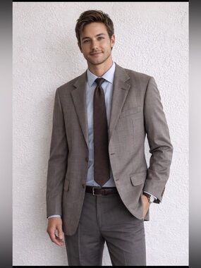 Canali Taupe Greige Wool Blazer 48R Italy Luxury Sport Coat